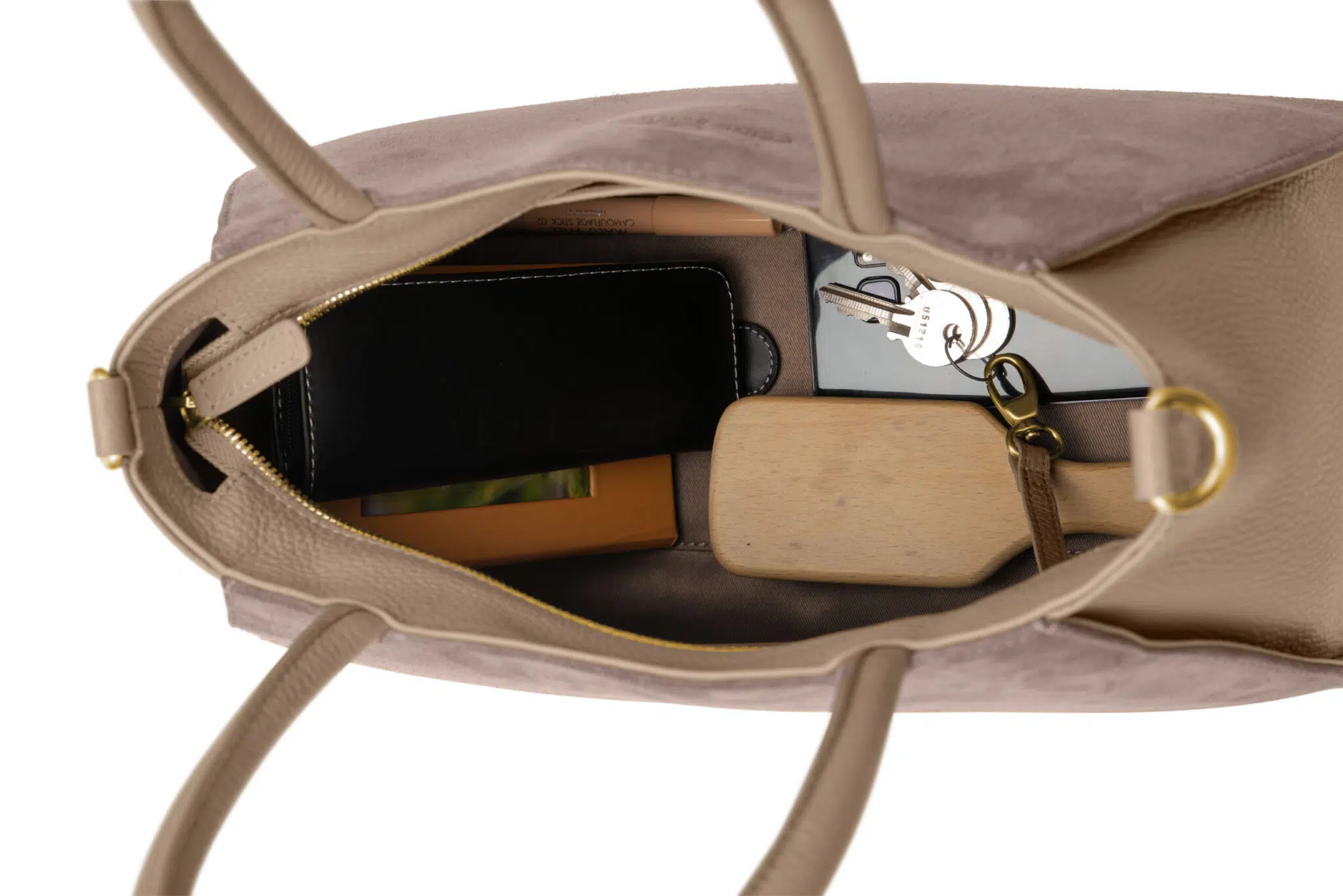 KEINESCHWESTER-LILLI-MIX-mandel-taupe-genarbt-wildleder-gold_D