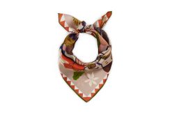 SEIDENTUCH Blumen taupe