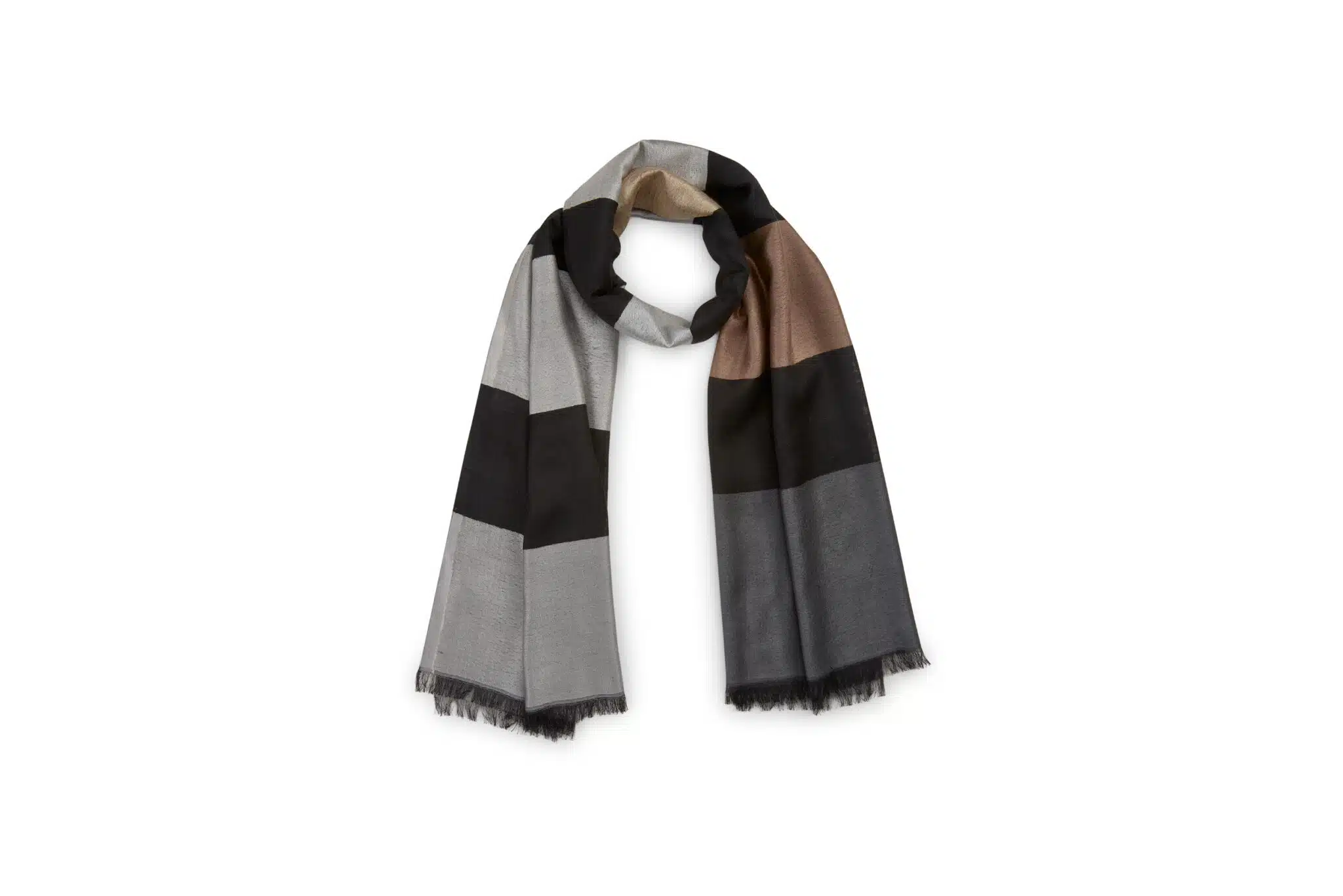 KEINESCHWESTER BLOCKSTREIFEN SCHAL Schwarz Grau A