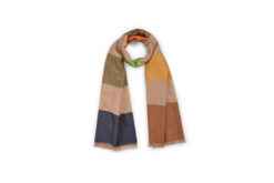 Blockstreifen-Schal oliv-orange-blau